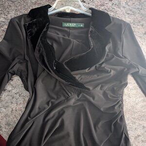 Ralph Lauren tailored Velour-collar knit dress Size 14